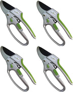Garden Guru Ratchet Hand Pruning Shears - 2 in 1 Professional Garden Clippers with Ergonomic Grip - Makes Tough Cuts Easy (4 Pack)