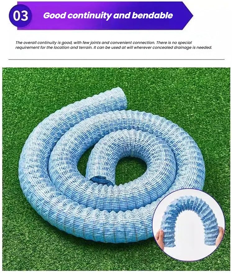 French Drain Pipe，Flexible Underground Drainage Tube,Soft Infiltration Pipe,\U200b DIY Construction Site(8cm/3.1in 9.8ft)