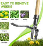 WORKPRO Weed Puller Tool with 44” Bamboo Handle, Heavy-Duty 4-Claw Cast Iron Head, Stand-Up Weeder with Foot Pedal for Dandelions, Thistles, Crabgrass, Easy Root Removal Without Bending or Kneeling