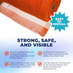 Tarps Now 8'-6" x 150' Orange Safety Netting Roll - Heavy Duty Fire Retardant Safety Nets with 1/4" Openings for Security & Construction Debris Netting, Temporary Mesh Fence, Job Site Net Enclosure