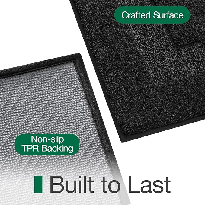 LUMI Ultra Soft Bathroom Rugs Non Slip with Rubber Backing, Absorbent Washable Bath Mat Quick Dry, Upgraded Premium Microfiber Plush Carpet for Bathtub and Shower Floor, Black, 17x30
