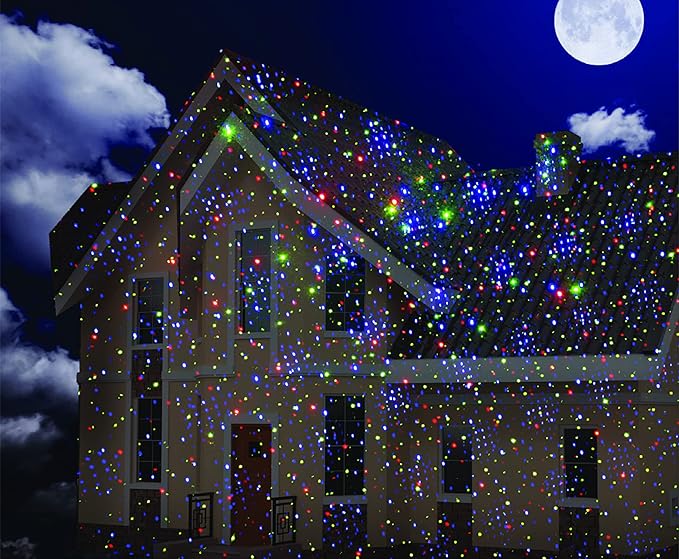 LEDMall Christmas Laser Projector Lights Outdoor, Motion Firefly Red, Green and Blue with Remote Control and Security Lock