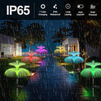 Weepong Solar Garden Lights 3 Pack New Upgraded Solar Lights Outdoor Waterproof 7 Color Changing Double Jellyfish and Star Flower Garden Decor Yard Lawn Christmas Outdoor,Gifts for Mother's Day Women