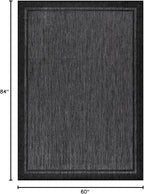 CAMILSON Indoor Outdoor Rug, 5x7 Bordered Dark Grey Black Modern Area Rugs for Indoor and Outdoor Patios, Kitchen and Hallway Mats, Washable Porch Deck Outside Carpet (Bordered Black, 5 x 7)