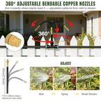 66FT Drip Irrigation System Kit Dual-Zone Garden Atomizing Watering System with 20 Copper 360° Adjustable Bendable Nozzles, Y-Splitter, Leak-Proof 1/4" Misting System for Garden Greenhouse Raised Beds