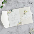 20 PCS Ivory Tri-fold Laser Cut Wedding Invitation Pockets for 5x7 Wedding Cards Bridal Shower Engagement Quinceanera Invitation