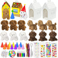 Cinrobiye 12 Sets Adopt a Puppy Party Favors DIY Dog Party Boxes Set Include 12 DIY Dog Boxes 3.93 Inch Mini Dogs Hats for Birthday Adopt A Pet Party Supplies Crafts