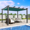 Kozyard Morgan Outdoor Retractable Pergola with Sun Shade Canopy Patio Aluminum Pergola Shelter for Backyard Deck Garden Modern Metal Grill Gazebo (10' x 12', Blue)