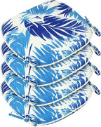 SleepMan Outdoor 17"x16" Chair Cushions with Ties Set of 4, Water Resistant All Weather U-Shape Seat Pads for Patio Garden Furniture Indoor Fade Resistant Patio Cushions (Blue Bamboo)