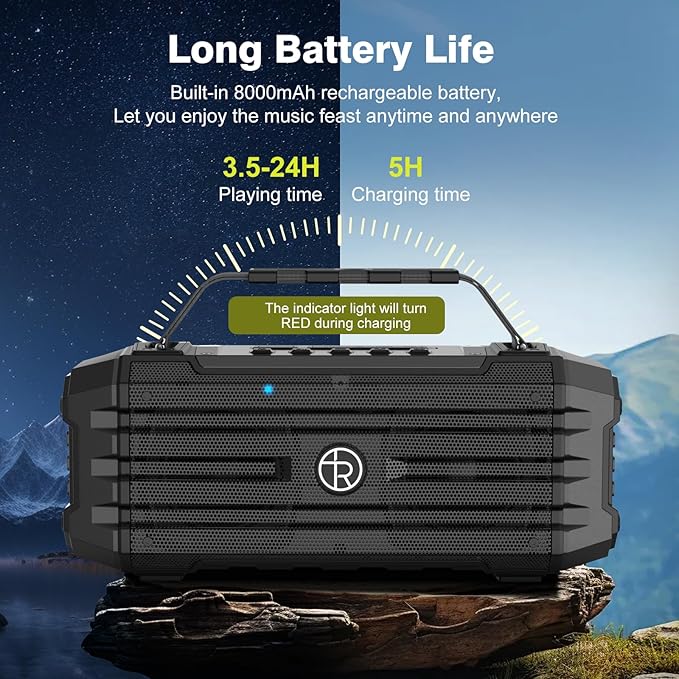 Bluetooth Speaker 120W Peak 80W Portable Wireless Hi-Fi Loud Outdoor IPX6 Waterproof Big Party Speakers with Deep Bass, TWS Pairing, DSP Sound Boombox for Home Camping Beach