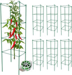 Tomato Cages 6 Packs 46 Inches (H) Plant Stand with 164 Feet Twist Ties, Heavy Duty Garden Plants Support for Tomatoes, Cucumber, and Other Climbing Plants (Green)
