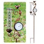 32" Garden Rain Gauge with Thermometer - 7" Glass Tube for Outdoor Indoor Use, Patio Yard Decor Statue