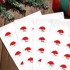 Personalized Christmas Stickers, Custom Name Waterproof Christmas Gift Tags for Gift Box Holiday Decorations, Stockings, Party Favors (Cute Santa Hat)