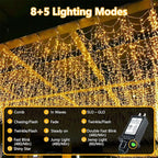 115FT 300LED Warm White Christmas String Fairy Lights Indoor/Outdoor, Waterproof with 8 Modes, Clear Wire Plug in Twinkle Light for Outside Garden Bedroom Christmas Tree Decorations