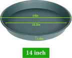 2 Pack of 14 inch Plant Saucer (12.2 Inch Base), 1.7" Depth Tray, Large Deep Garden Plastic Flower Planter Plant Trays for Indoors Outdoor Bath Bath (14", Green)