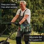 UNCO- Adjustable Gardening Belt, Green, 7 Pockets, Wear, Cut and Water Resistant, Garden Tool Belt Pouch, Waist Apron with Pockets