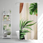 Glawry Small Stall Narrow Shower Curtain 39Wx72L Inches Single Tropical Boho Mid Century Leaves Abstract Bathroom Palm Leaf Plant Green Minimalist Bath Accessories Art Home Decor Fabric 7 Pack Hooks