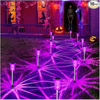 Halloween Solar Lights Outdoor 15 Pack Solar Pathway Lights Outdoor Halloween Decorations Waterproof Yard Lighting for Driveway Garden Walkway Path Landscape Lawn (Purple)