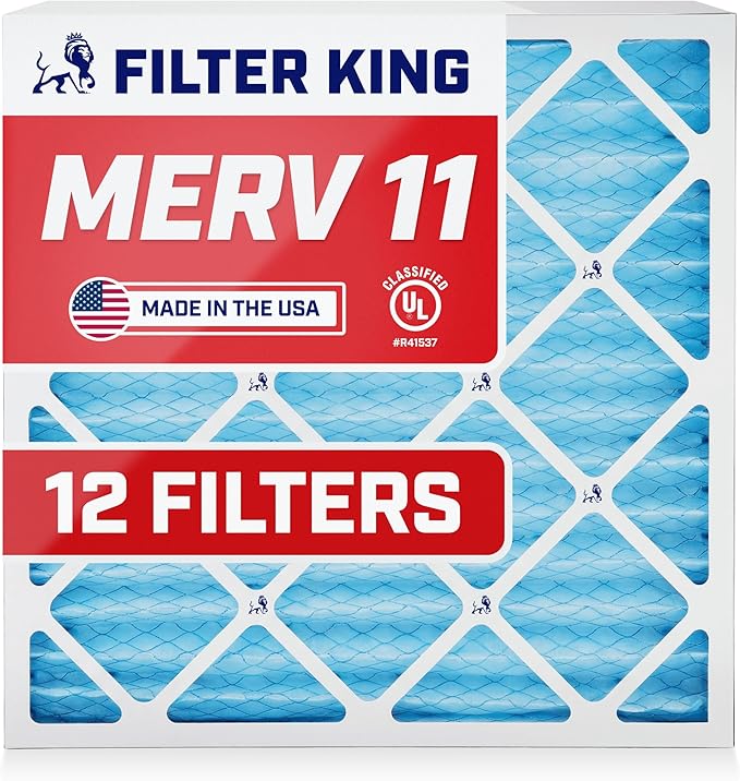 Filter King 19.5x19.5x1 Air Filter | 12-PACK | MERV 11 HVAC Pleated A/C Furnace Filters | MADE IN USA | Actual Size: 19.5 x 19.5 x .75"