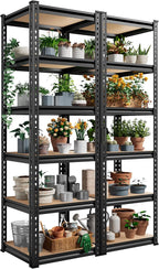 REIBII Storage Shelves 6 Tier Garage Shelving Heavy Duty Metal Shelving Loads 2250LBS Adjustable Metal Shelves for Warehouse Pantry Kitchen Closet 16" W x 16" D x 72" H