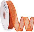 Ribbli Orange Burlap Wired Ribbon, 1” Inch x Continuous 20 Yard, Orange Wired Ribbon for Wreaths,Big Bows,Tree Decoration,Outdoor Decoration
