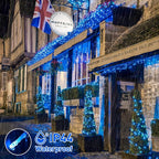 JMEXSUSS 150 LED Blue String Lights Indoor Outdoor Waterproof, Connectable 59 Ft Plug in String Lights, 8 Modes Blue Christmas Lights for Bedroom, Patio, Party, Holiday Decorations