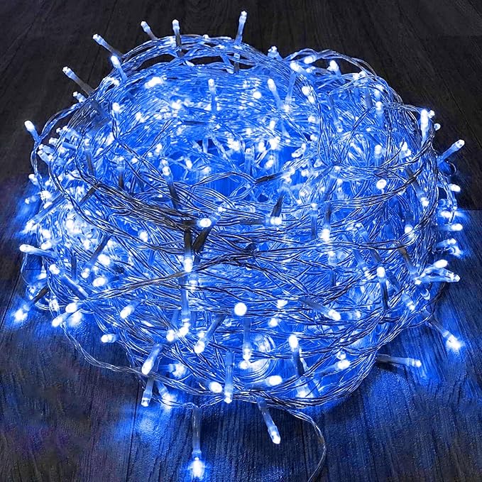88FT 240LED Extra-Long Connectable String Lights Indoor Outdoor Clear Wire, Blue Christmas String Lights, Plug in Twinkle Fairy Light with Timer for Wedding Patio Tree Yard Christmas Decorations