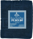 DAN RIVER Greek Bath Mat - Blue Opal, 100% Ring Spun Cotton, Pack of 2, 20x32 inches, 800 GSM, Non-Slip, Absorbent, Quick Drying, Machine Washable Bathroom Floor Mats for Shower, Kitchen & Bath