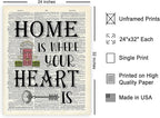 Poster Master Dictionary Art Poster - Home Is Where Your Heart Is Print - Motivational Art - Gift for Men & Women - Inspiring Wall Decor for Dorm, Bedroom or Living Room, 24x32 Unframed Wall Art