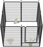 FXW Garden Fence Outdoor for The Yard – 50in(H) x 20.8ft(L) Heavy Duty Metal Animal Barrier for Dog and Rabbit, Decorative Dog Fence, 8 Panels, Black