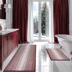 Bathroom Rugs and Mats Sets, 2 Piece Thick Absorbent Chenille Bath Mat Rug Set Non Slip, Soft Shaggy Bath Room Floor Mats for Bathroom, Machine Washable (Burgundy Red, 20" x 60" Plus 20" x 32")