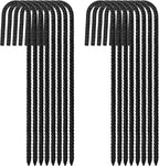 ERYTLLY 12In Rebar Stakes J Hook Heavy Duty Galvanized Metal Stakes for Ground Barrel Soil Tent Swing Set Anchors Fence Stakes Curved Steel Plant Support Garden Stakes with Hooks（12in 16pk）