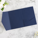20 PCS Navy Blue Tri-fold Laser Cut Wedding Invitation Pockets for 5x7 Wedding Cards Bridal Shower Engagement Quinceanera Invitation