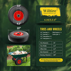 (2 Pack) 4.10/3.50-4 Flat Free Tire and Wheel 10-Inch Solid Wheel Replacement with 5/8 Extra 3/4 &1/2 Bearings,2.2" Offset Hub -Compatible with Hand Truck,Wheelbarrow(Wave,Red)