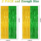 2 Pack Graduation Backdrop, Large Grad Decor 2025, Green Gold Graduation Photo Backdrop Fringe Curtains Party Streamer, Metallic Green and Gold Grad Decorations Class of 2025