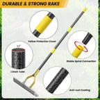 Thatch Rake 4.5FT Heavy Duty Metal Dethatcher Rake with Adjustable Long Handle 19-Tine 15” Wide Lawn Yard Garden Tool for Cleaning Dead Leaf Grass Loosing Soil
