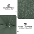 Porch Swing Cushions,Outdoor Cushions 3 Seater Replacement with Backrest, Waterproof Thickened Bench Cushion with Ties for Porch, Patio,Outdoor, Backyard and Garden (Dark Green 40 * 40 in)