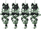RECUTMS Artificial Rose Vine Hanging Plants 4Pieces 3.3Ft Flowers for Home Room Garden Wedding Indoor Outdoor Decoration (Black)