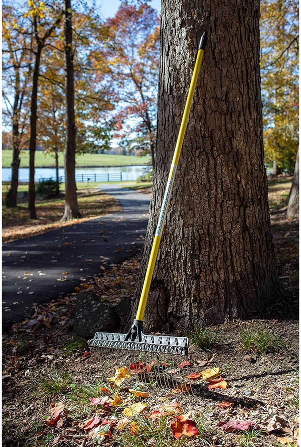 THE GROUNDSKEEPER II Rake 55-inch Lightweight Fiberglass Handle, 21-inch Head, Durable Steel Tines for Gardening, De-Thatching or Professional Landscaping