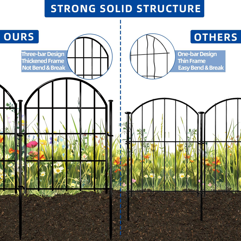26 Pack Decorative Garden Fence, 22in X 28ft Arched No Dig Fence Border, Garden Edging Border, Rustproof Metal Animal Barrier with Ground Stake for Dog, Rabbit, Outdoor Yard Patio Decor