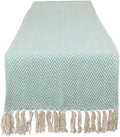 DII Woven Basic Tabletop Collection Chevron Table Runner, 15x72, Aqua