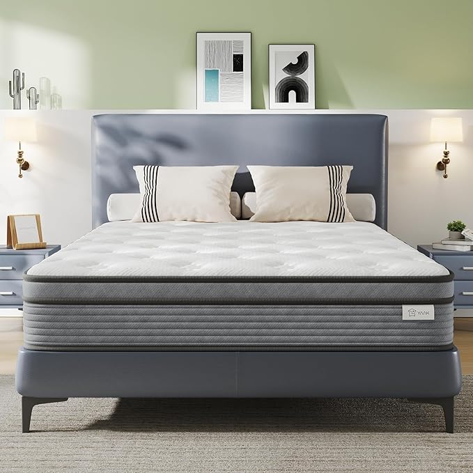 Queen Mattress 10 Inch, Hybrid Mattress Plush in a Box, Individual Pocket Spring Queen Size Bed with Breathable Memory Foam, Pressure Relief, Medium Firm Back Support for Adults