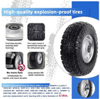 12'' Flat Free Tires Rubber Replacement Solid Tire and Wheel Assemblies for Hand Trucks Garden Cart Wheelbarrow - 3.5”Wide Polyurethane Tires 2.1 Hub with 5/8 Inch Axle Borehole Silver