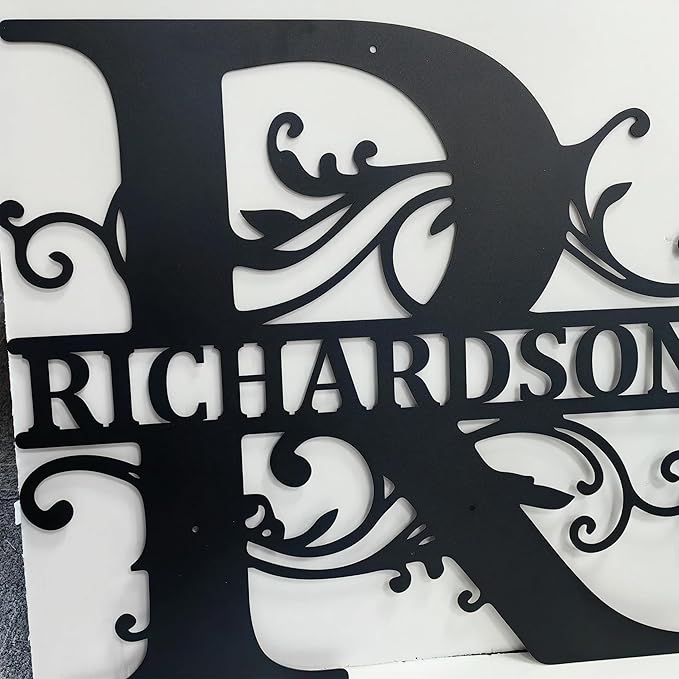 Personalized Metal Name Signs, Split Letter Monogram Wall Decor, Custom Last Name Sign, Family Name Sign for Outdoor, Personalized Wedding Gift, Garden Decor, Metal Wall Art, Housewarming Gift (MonogramDesign_10)