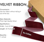 Burgundy Velvet Ribbon 1'' 25 Yards for Christmas Tree, Gift Wrapping, Flower Bouquet, Wreath Decorations, Bow Making