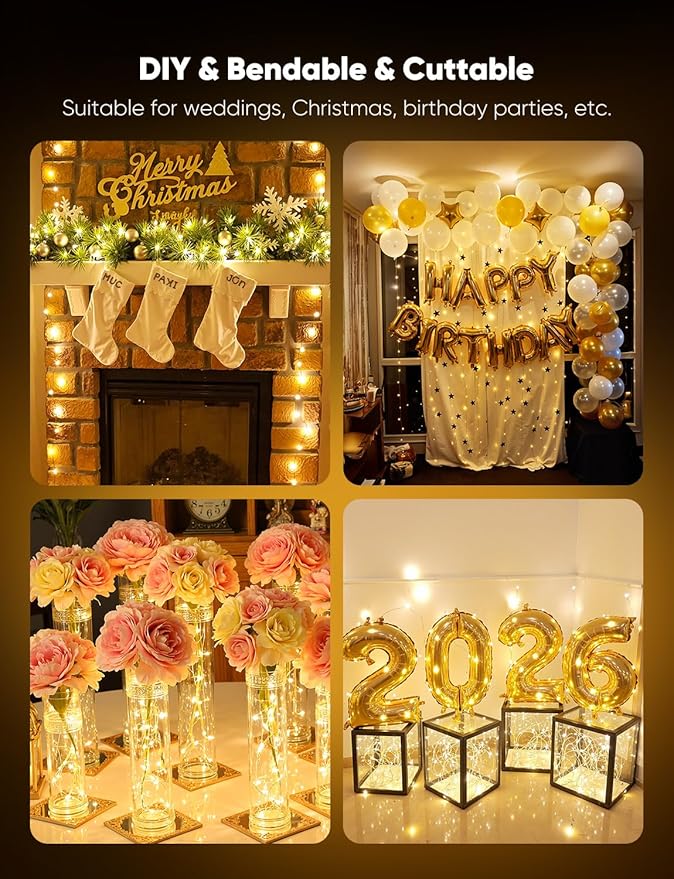 Minetom 12 Pack Fairy Lights Battery Operated String Lights, 8 Modes & Timer, 7ft 20LED Waterproof Silver Wire Twinkle Lights, Firefly Starry Moon Lights for Mason Jars DIY Christmas Wedding Party