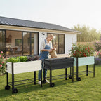 WORKPRO Galvanized Raised Garden Bed with Legs & Wheels, 37x14.6x31.6in, 400LB Capacity Elevated Planter Box for Garden, Backyard, Patio & Deck, Black