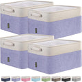 BALEINE 4 Pack Fabric Storage Bins for Shelves, Linen Storage Baskets for Organizing, Decorative Closet Bins for Clothes, Home (Lavender, 15''x11''x9.5'')