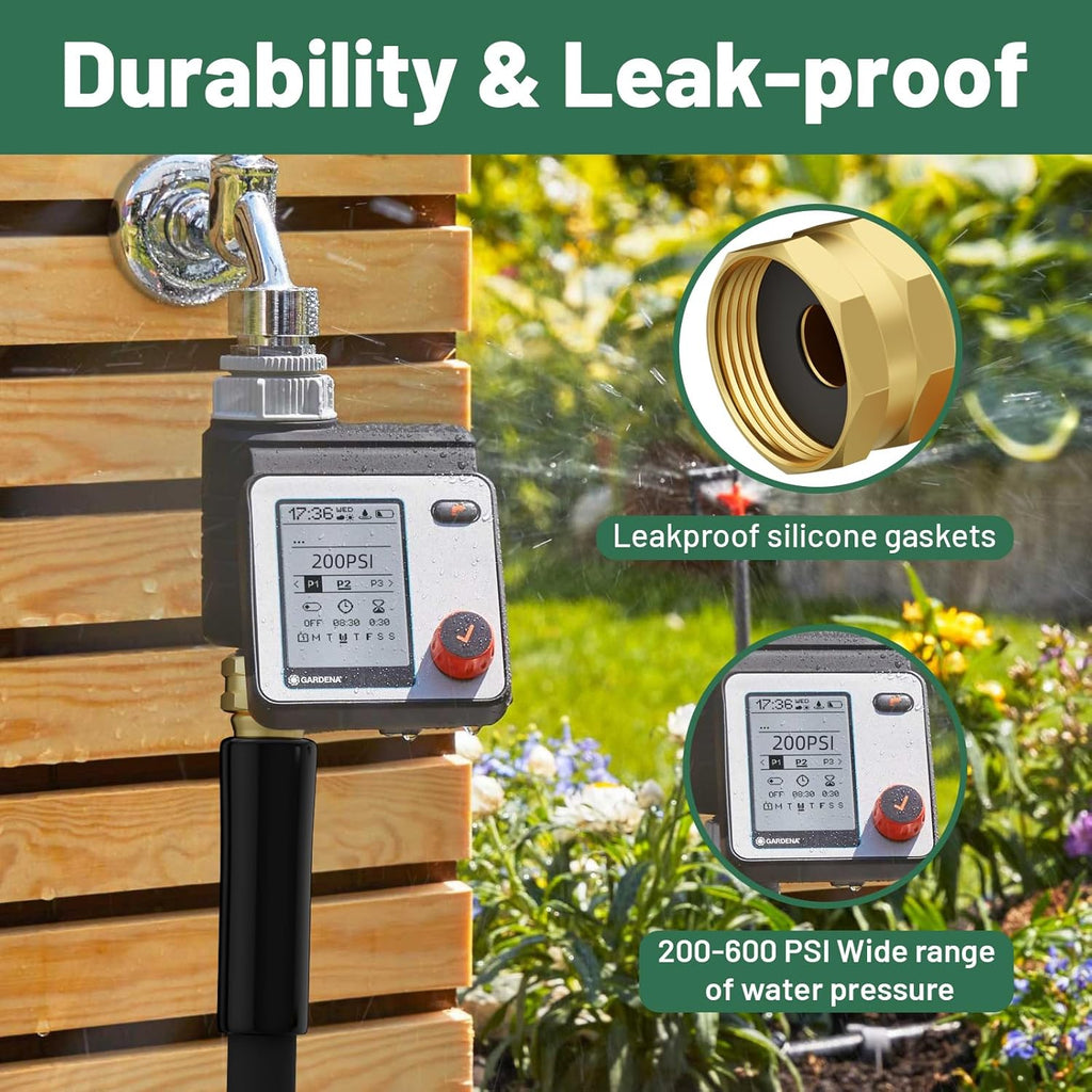 Short Garden Hose 10 ft x 5/8" Female to Female Hose Adapter, Heavy Duty Small Water Hose Extend Connector, Leak-Free Connections Hybrid Rubber Leader Hose with 3/4" Double GHT Fittings, BT10FF, Black