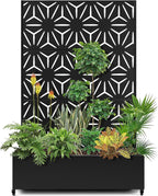 15.7"×70.9"×47.2" Metal Raised Garden Bed with Trellis and Wheels - Tall Trellis Planter Box for Climbing Plants, Vegetables & Vines - Outdoor Privacy Planters for Patio (Black-Star)
